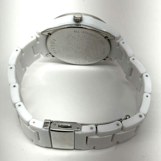 Designer Fossil ES-1967 Rhinestones Analog White Dial Quartz Wristwatch image number 3