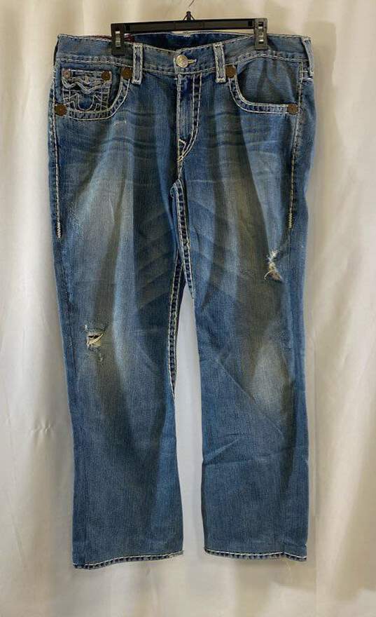 True Religion Womens Joey Super T Blue Medium Wash Denim Flared Jeans Size 38X33 image number 1