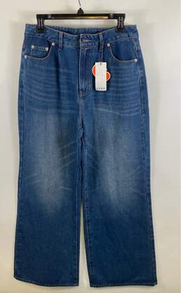 NWT Cider Womens Blue Pockets Dark Wash High Rise Denim Straight Jeans Size L