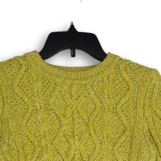 Womens Yellow Knitted Long Sleeve Crew Neck Pullover Sweater Size XS image number 3