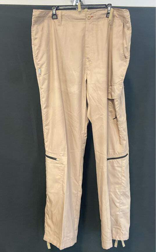 Jordan Mens Beige Button Pockets Flat Front Dri-Fit Stretch Cargo Pants Size 40T image number 1