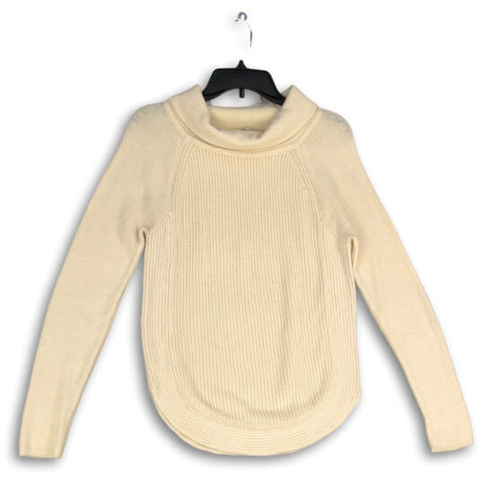 Womens Off-White Knitted Long Sleeve Turtleneck Pullover Sweater Size XS image number 1