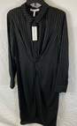 NWT BCBGeneration Womens Black Pinstripe Long Sleeve Collared Shirt Dress Size L image number 5