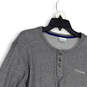 Mens Gray Long Sleeve Henley Neck Stretch Pullover T-Shirt Size Large image number 3
