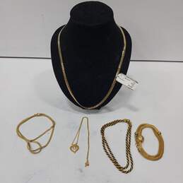 Black & Gold Tones Costume Jewelry Collection Assorted 5pc Lot