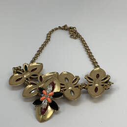 Designer J. Crew Gold-Tone Multicolor Flower Rhinestone Statement Necklace alternative image