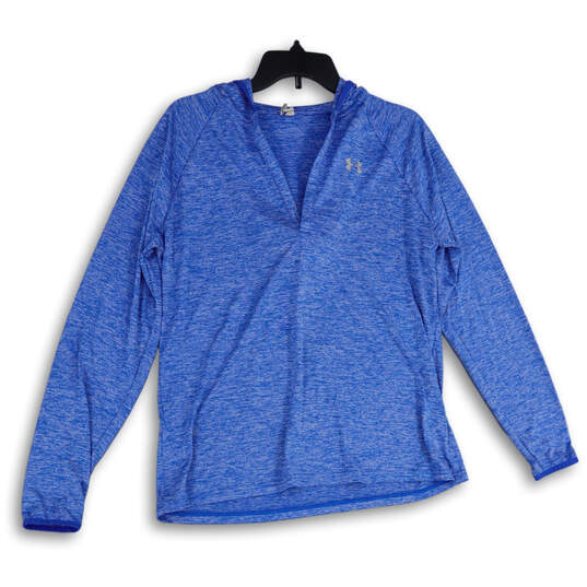 Buy the Womens Blue Long Sleeve V-Neck Activewear Pullover T-Shirt
