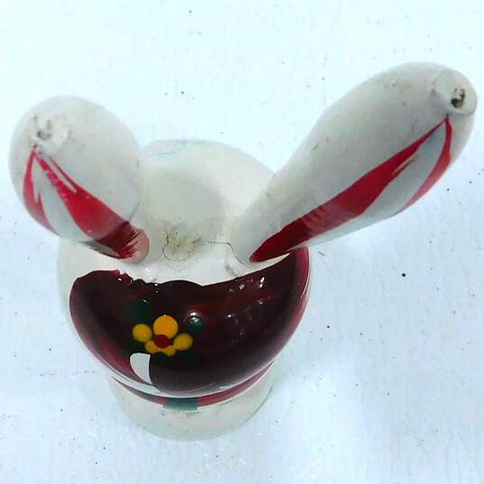 Vintage Kokeshi Wooden Hand Painted Bunny Rabbit Bobblehead Dolls image number 9