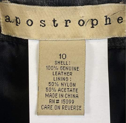 Apostrophe Womens Black Leather Long Sleeve Collared Button Front Jacket Size 10 image number 4
