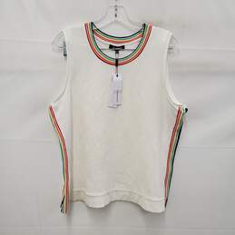 525 America WM's Bleach White Ribbed Stripe Tank Top Size XL