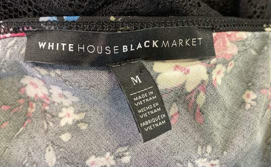 White House Black Market Womens Black Floral Ruffle Camisole Top Size Medium image number 3