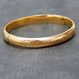 Vintage 14k Yellow Gold Etched Hinged Bangle Bracelet 10.1g