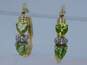 14K Gold Peridot Faceted Hearts & Sapphire Accented Hoop Earrings 3.8g image number 2
