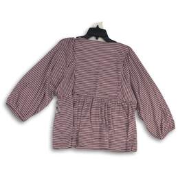 Sonoma Womens Purple White Striped 3/4 Sleeve Blouse Top Size Medium alternative image