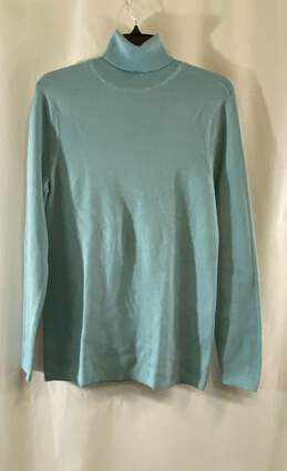 NWT Chico's Womens Light Blue Turtleneck Long Sleeve Pullover Sweatshirt Size 2