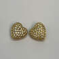 Designer Joan Rivers Gold-Tone Rhinestone Heart Shape Stud Earrings image number 2