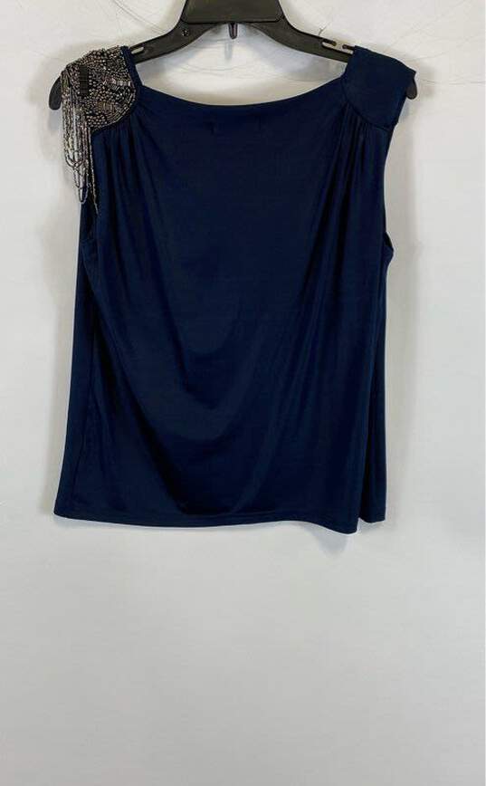 Nichii Womens Blue Beaded Sleeveless Cowl Neck Blouse Top Size XL image number 2