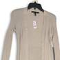 NWT White House Black Market Womens Metallic Beige Knitted Cardigan Sweater 2XS image number 3