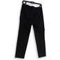 Women Black Flat Front Pockets Straight Leg Regular Fit Dress Pant Size 4 image number 2