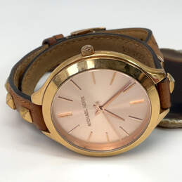 Michael Kors Womens MK2299 Slim Runway Rose Gold Round Analog Wristwatch