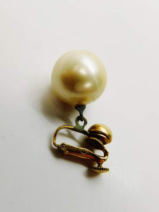 VNTG Coro Faux Pearl & Gold Tone Clip-On Earrings 20.7g image number 3