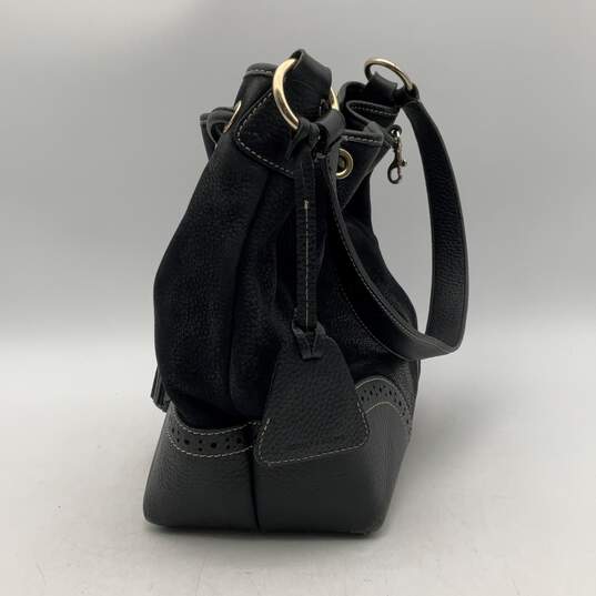 Dooney & Bourke Womens Black Leather Drawstring Inner Pocket Bucket Bag Purse image number 2