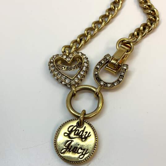 Designer Juicy Couture Gold-Tone Chain Rhinestone Choker Necklace image number 3