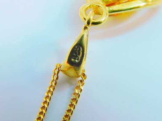 Milor & Contemporary 925 Vermeil Amber Teardrop & Unique Evil Eye Coin Pearl Pendant Necklaces & Chevron Chain Bracelet 20.7g image number 8