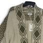 NWT Lucky Brand Womens Green Tan Allover Jacquard Knit Cardigan Sweater Sz L/XL image number 3