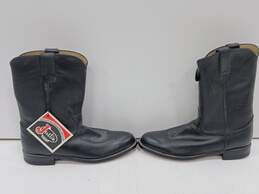Justin Black Leather Roper Round Toe Boots Size 9B alternative image