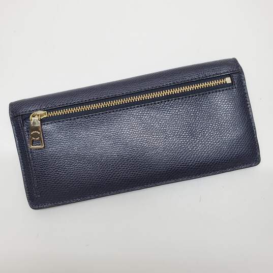 Coach Pebbled Leather Envelope Wallet in Navy Blue 7.5x3.5" image number 2