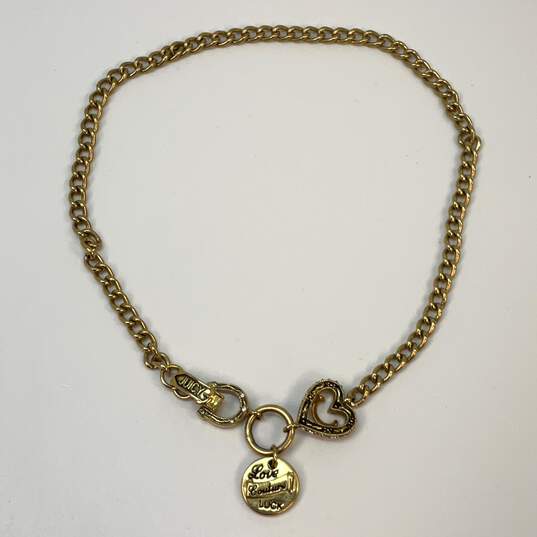 Designer Juicy Couture Gold-Tone Chain Rhinestone Choker Necklace image number 2