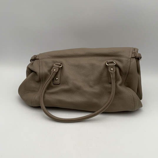 Womens Taupe Leather Inner Pocket Double Handed Elegant Shoulder Bag image number 2