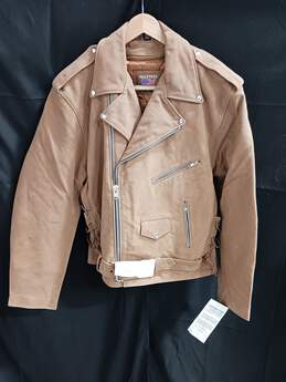 All State Leather Brown Motorcycle Bomber Style Jacket Size 50 - NWT