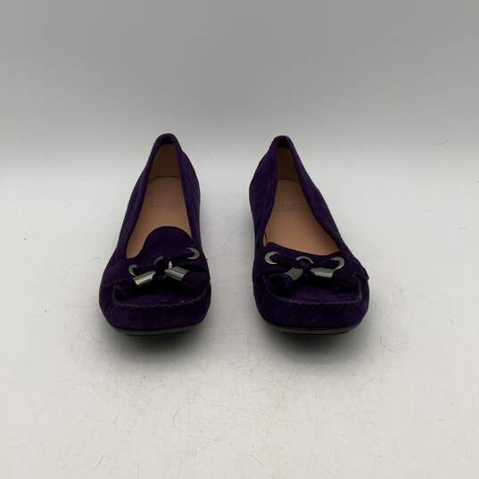 Stuart Weitzman Womens Purple Tassels Moc Toe Slip On Ballet Flats Size 6.5 image number 3