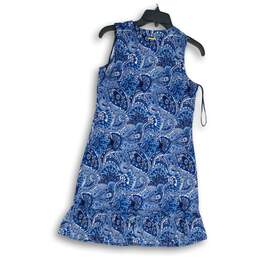 NWT Michael Kors Womens Blue White Paisley Sleeveless Shift Dress Size XS alternative image