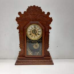 Antique Vintage Waterbury Utica Eight Day Spring Strike Mantel Clock