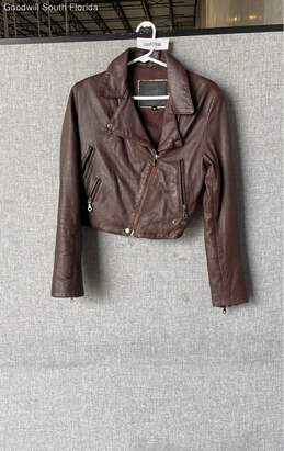 Darcy Brown Leather Jacket For Women Size S