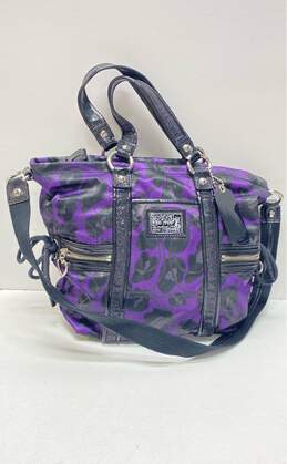 COACH F20071 Daisy Purple Floral Nylon Shoulder Tote Bag