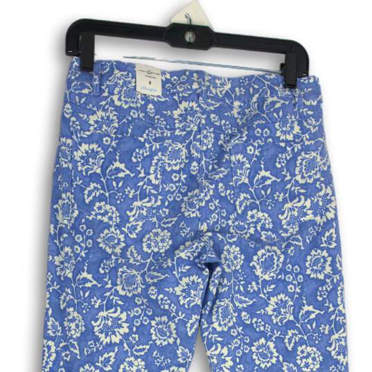 NWT Womens Blue White Floral Medium Wash 5-Pocket Design Skinny Jeans Size 4 image number 4