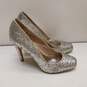 ABS Allen Schwartz Glitter Platform Heels Silver 8.5 image number 6
