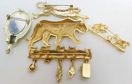 VNTG & Contemporary Gold Tone House & Wild Cat Brooches 88.5g alternative image