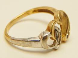 10K Yellow & White Gold Diamond Accent Double Heart Ring 2.6g alternative image