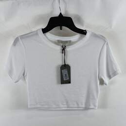NWT AllSaints Womens White Short Sleeve Pullover Cropped T-Shirt Size 8