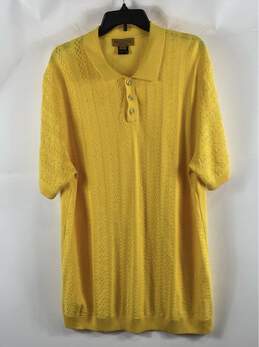 Prestige Mens Yellow Short Sleeve Collared Knitted Polo Shirt Size 3XL