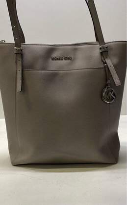 Michael Kors Saffiano Leather Voyager Large North South Tote Light Grey