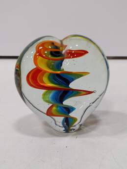 M Design Rainbow Twist Glass Heart Sculpture