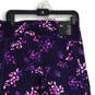 NWT Navy Purple Floral Elastic Waist High Rise Compression Leggings Size XL image number 3