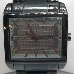 Armani Exchange 45mm WR 5ATM Rectangular Black Stainless Steel Watch alternative image