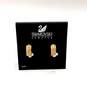 Designer Swarovski Gold-Tone Crystal Pave Strass Fashionable Hoop Earrings image number 1